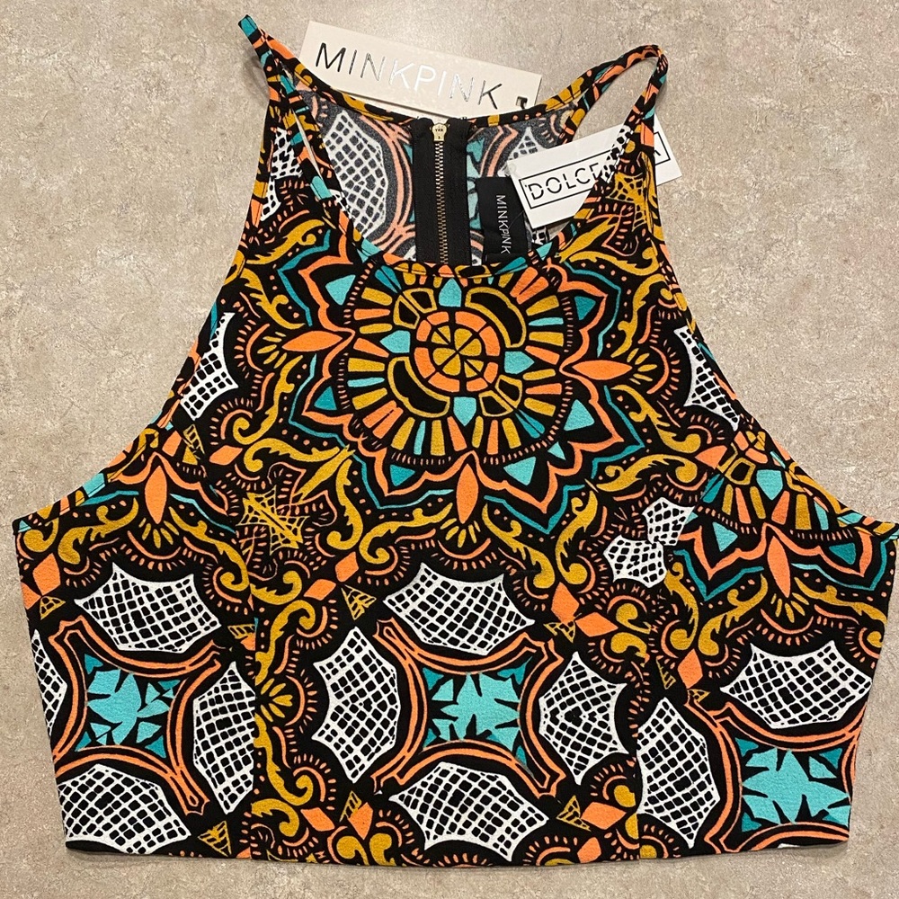 SOLD NWT MINKPINK Crop Top with Zip Back